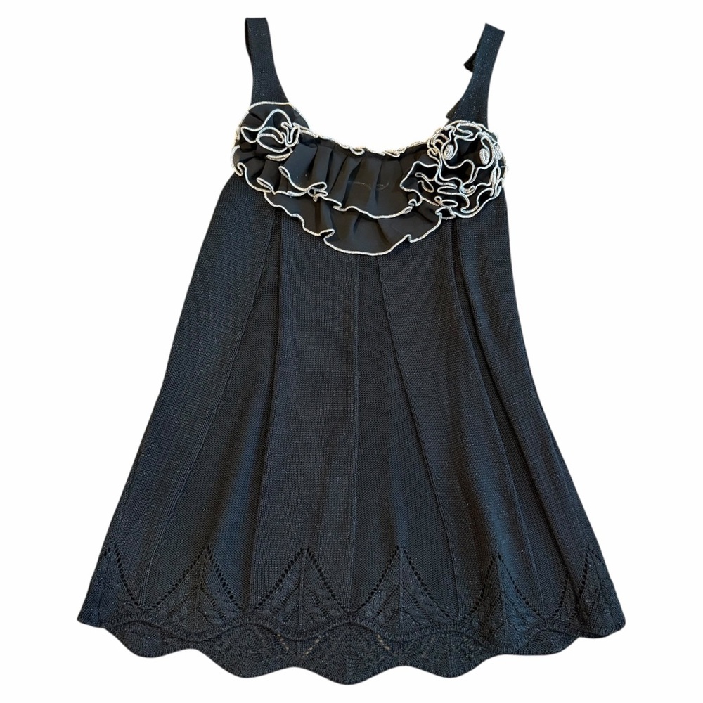 RADZOLI Black Knit Ruffle Tank Top – Size M‎ – Sleeveless Textured Top